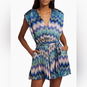 Ramy Brook Blue and Pink Zigzag Romper